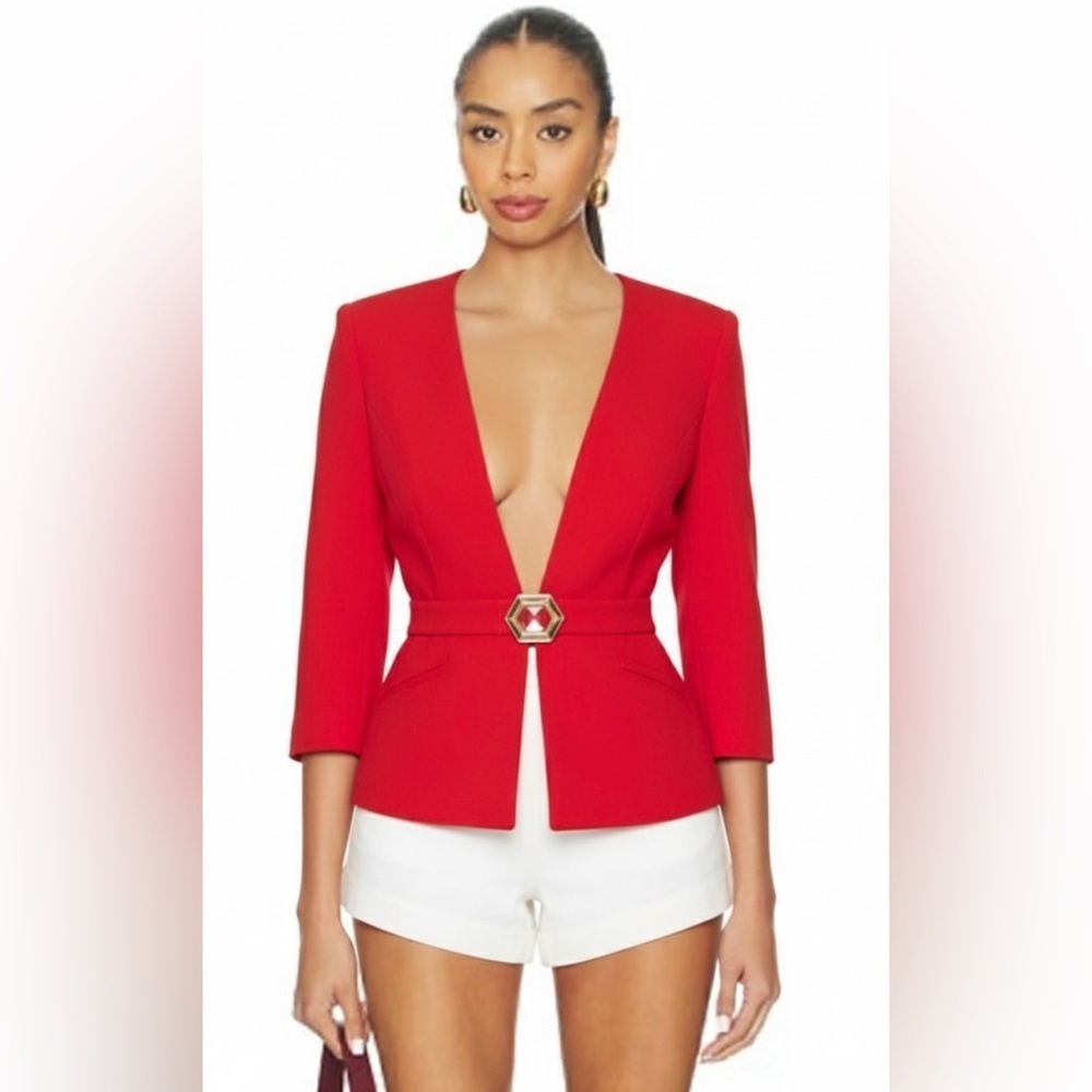Chilia Red Blazer Size 14 Fitted Statement Jacket